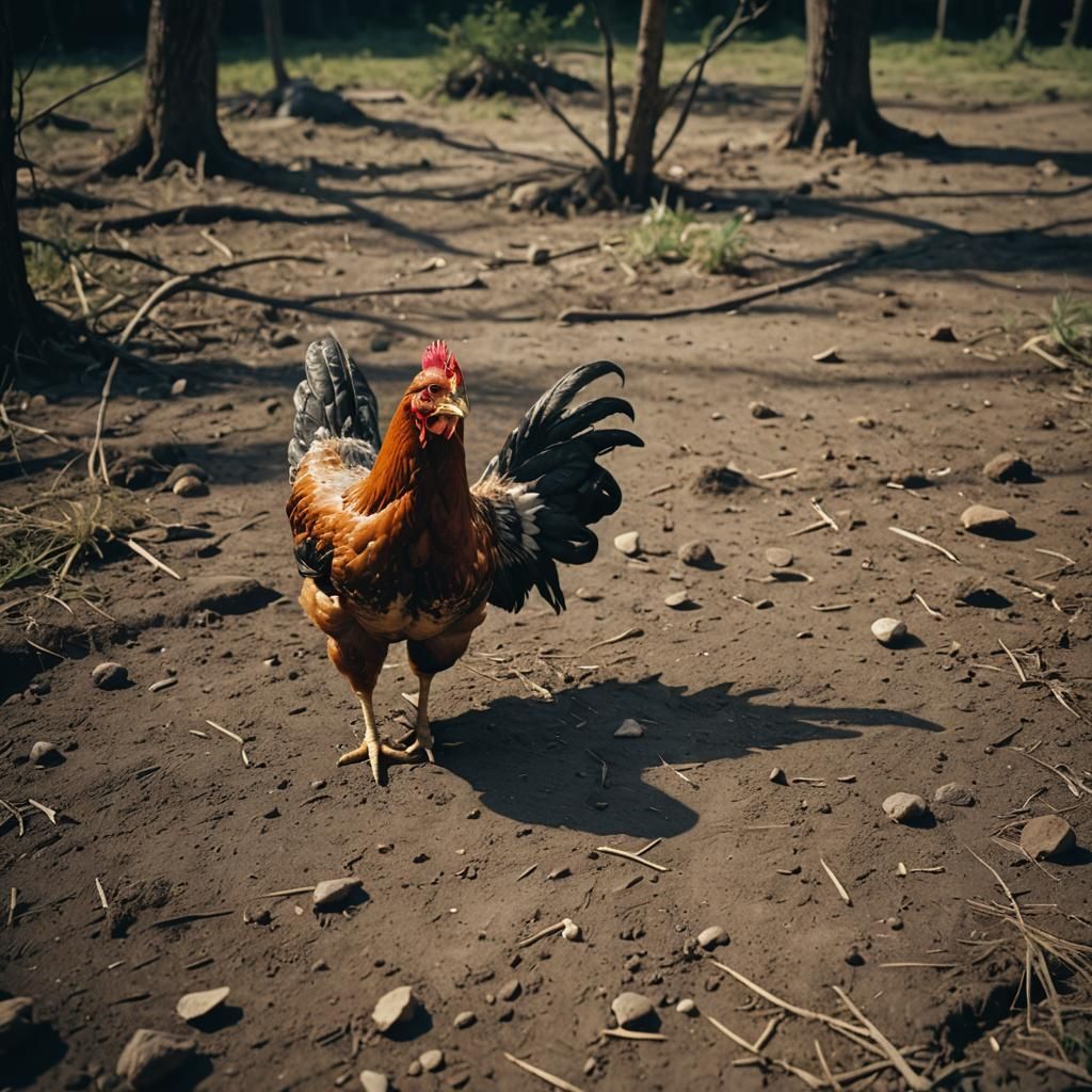 Dramatic Cinematic Chicken Film Still