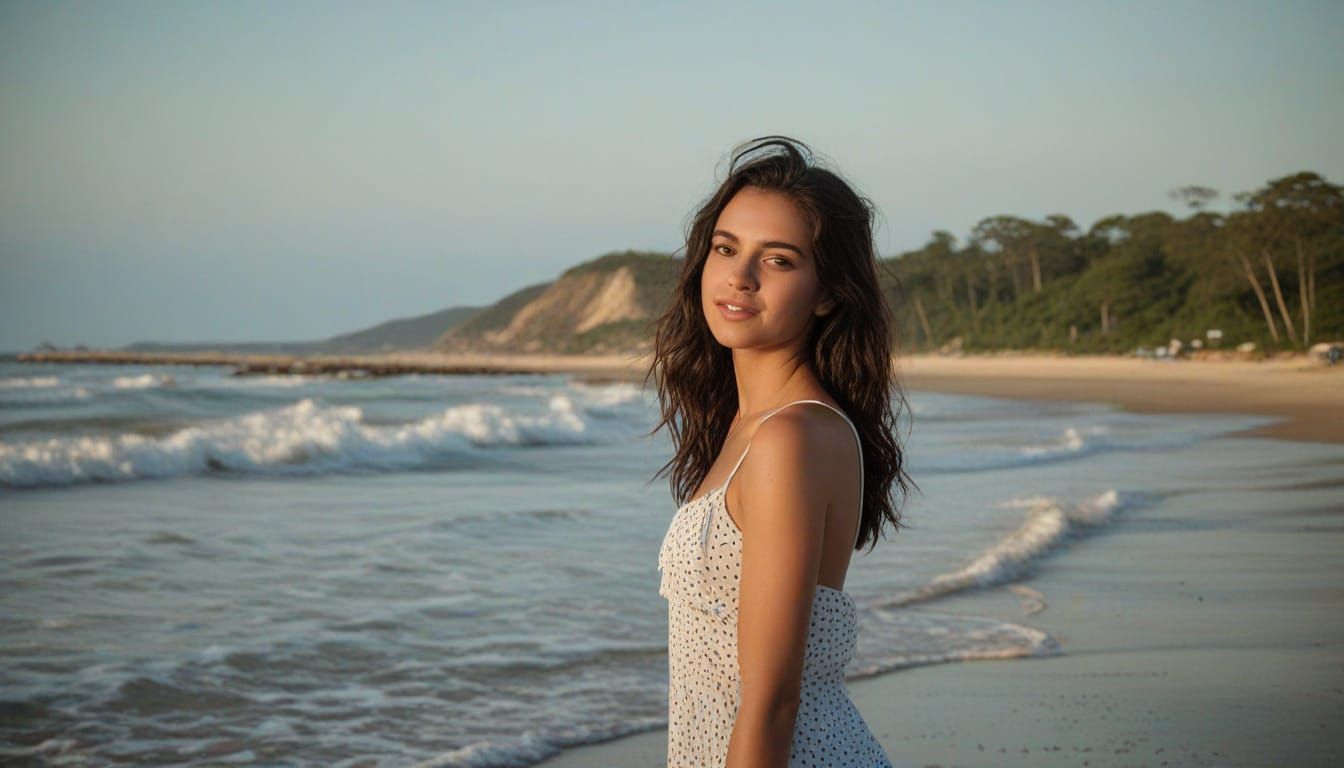 Beautiful Brazilian Woman on Copacabana Beach in Cinematic S...