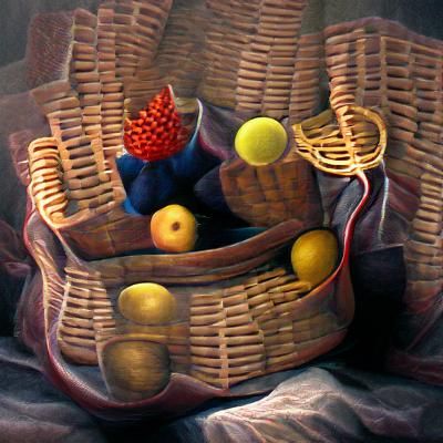 Basket of Fruit Still Life in Oil Paint