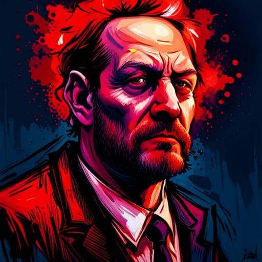 Creepy Portrait of an Evil Man: Digital Art