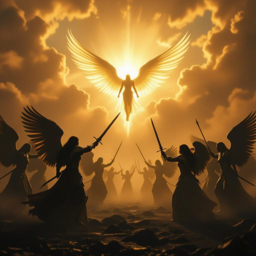 Angels vs Demons: Epic Spiritual Battle in Ethereal Sky
