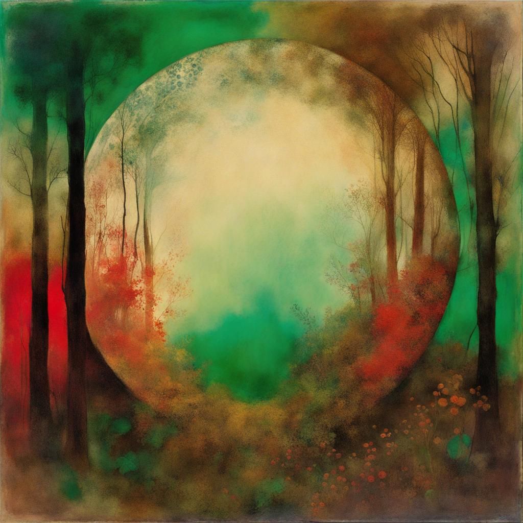 Mystical Forest Portal Painting in Ethereal Style