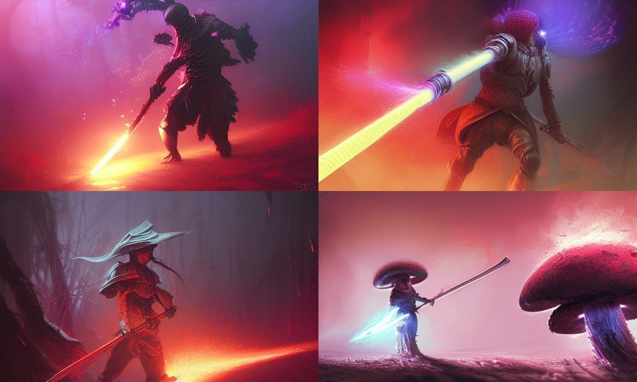 Living Mushroom Sword in Dark Fantasy Style