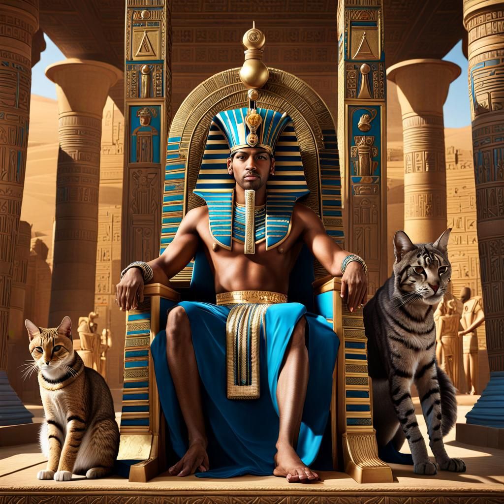 Pharaoh with Wildcat: Detailed Matte Painting