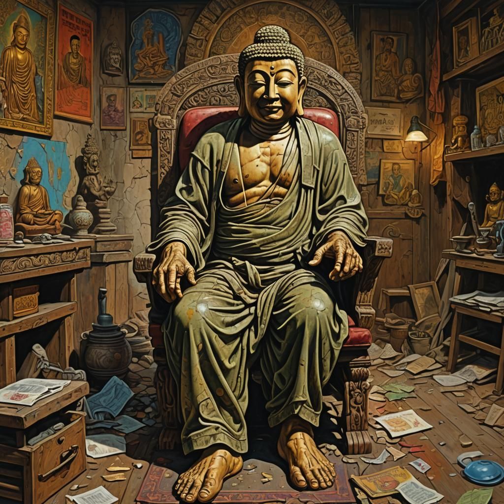 Buddha Brandishing Chair in Expressionist Style