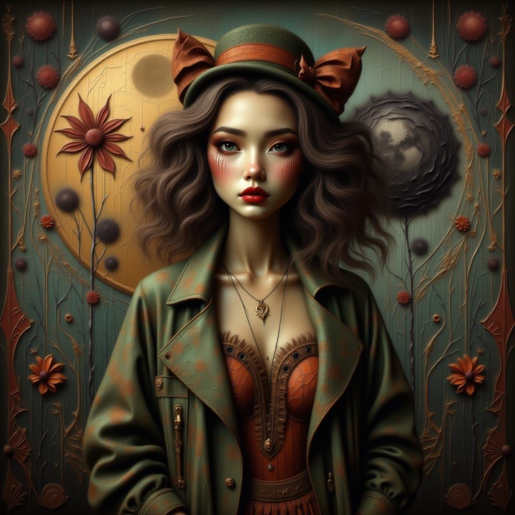 Art Nouveau Woman: Sun and Moon Duality