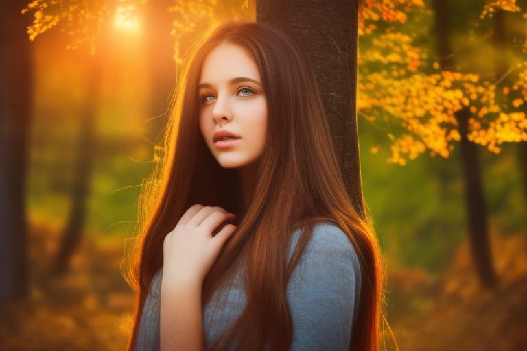 Autumn Forest Portrait of a Beautiful Woman