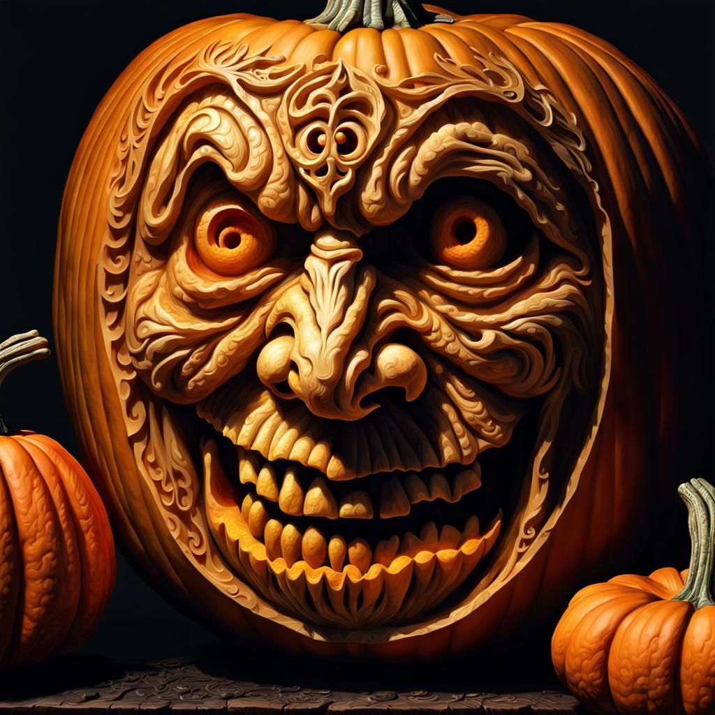 pumpkin carving - demon face