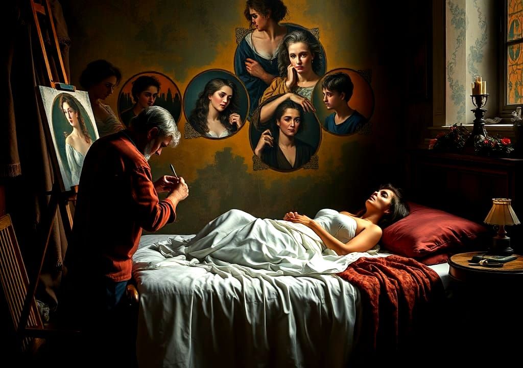 Woman on Bed in Fuseli-Inspired Painting