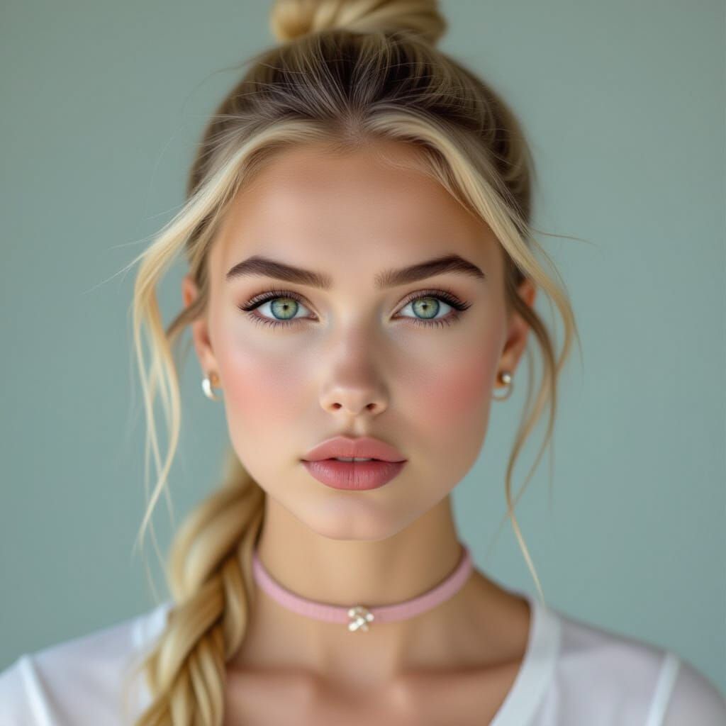 Anxious Woman with Unique Features in Cinematic Lighting