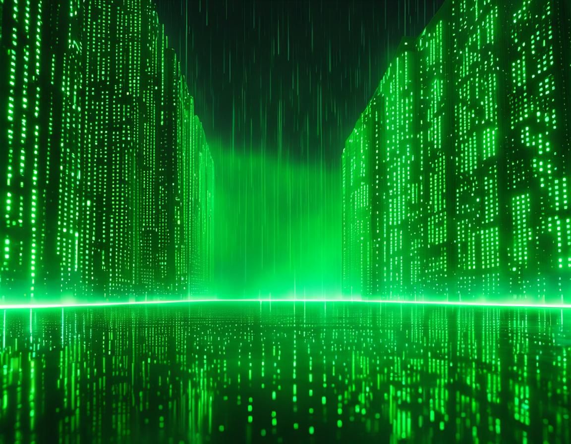 Matrix Cityscape with Digital Rain in 8K