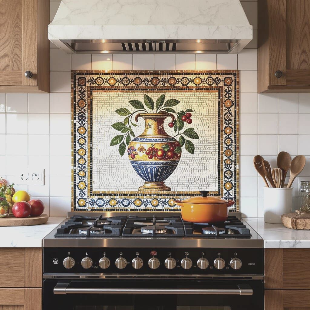 Photorealistic Classic Kitchen with Roman Mosaic