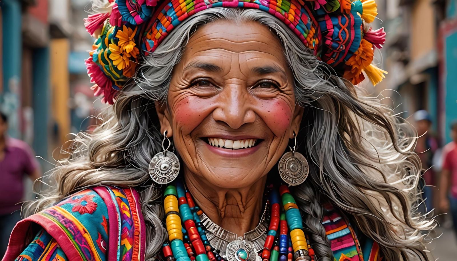 Peruvian Woman with Futuristic Jewelry Portrait