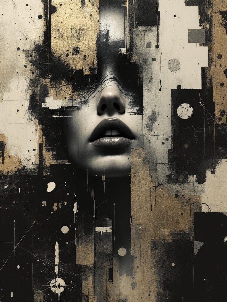 Distressed Portrait in a Haunting Atmosphere