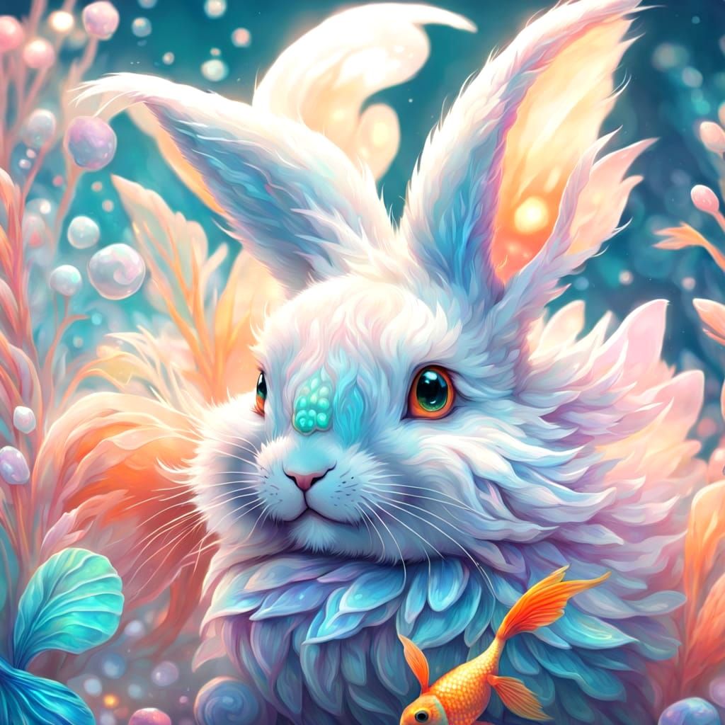 Enchanted Aquatic Rabbit in Fantasy Art
