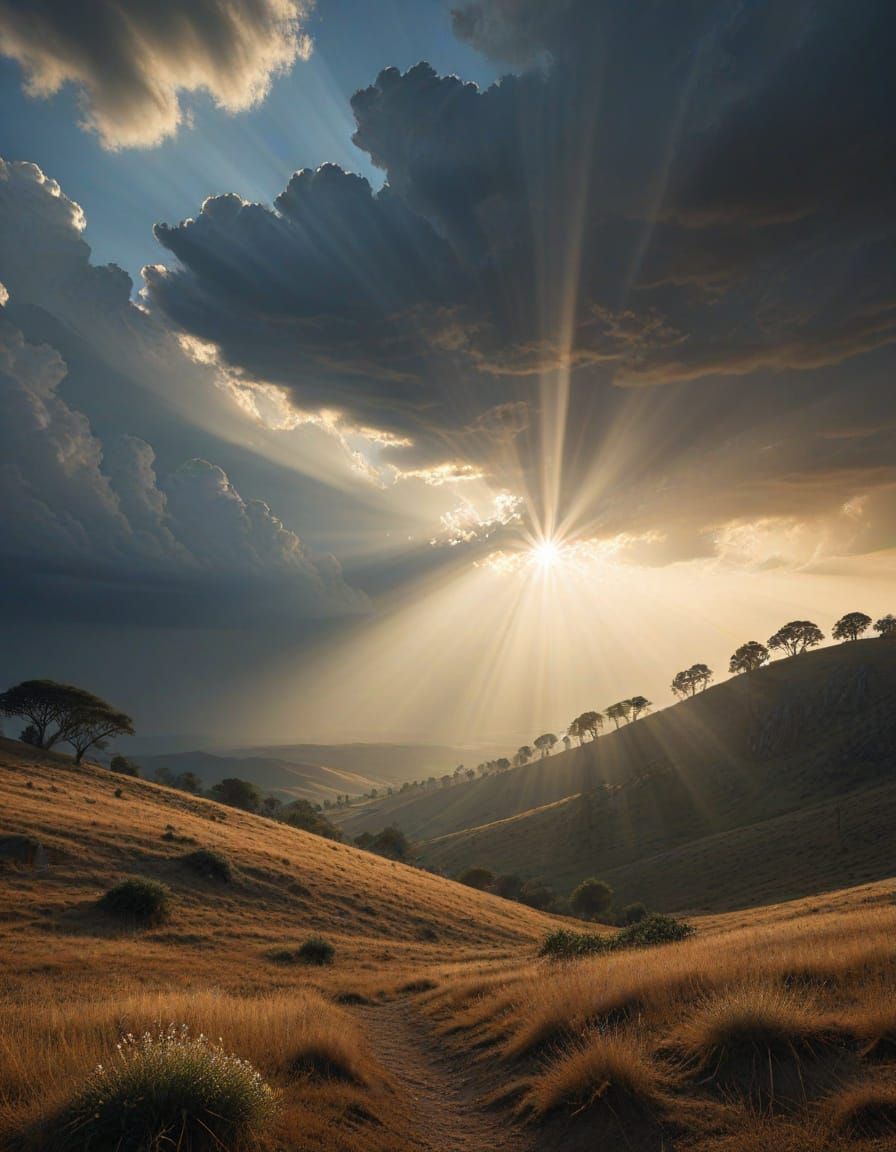 Epic Landscape with Crepuscular Rays