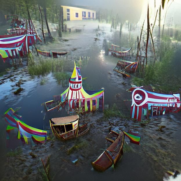 Abandoned Carnival in Flooded Village: CryEngine Style