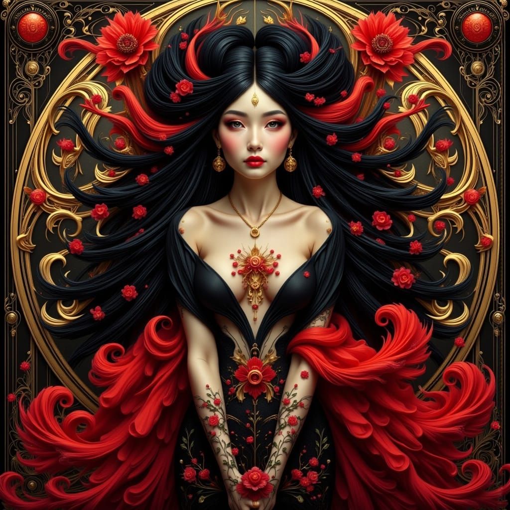 Regal Woman in Art Nouveau Style