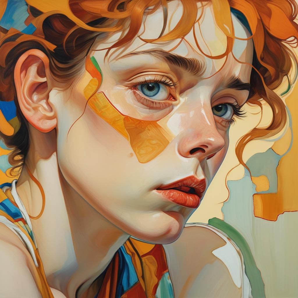 Contemplative Woman in Xenia Hausner Style