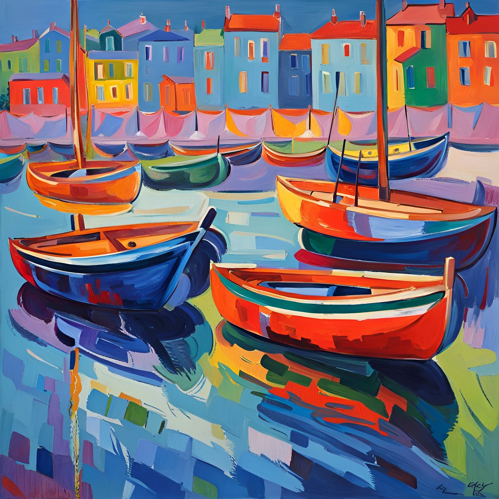 Boats in the Harbor (Fauvism), Homage to Raoul Dufy