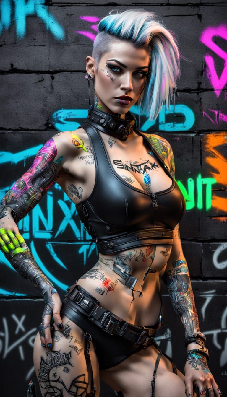 Neon Goddess in Cyberpunk Splendor