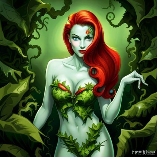 Photorealistic Poison Ivy with Glowing Eyes
