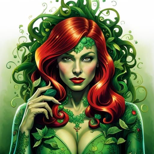 Hyperrealistic Poison Ivy with Glowing Eyes