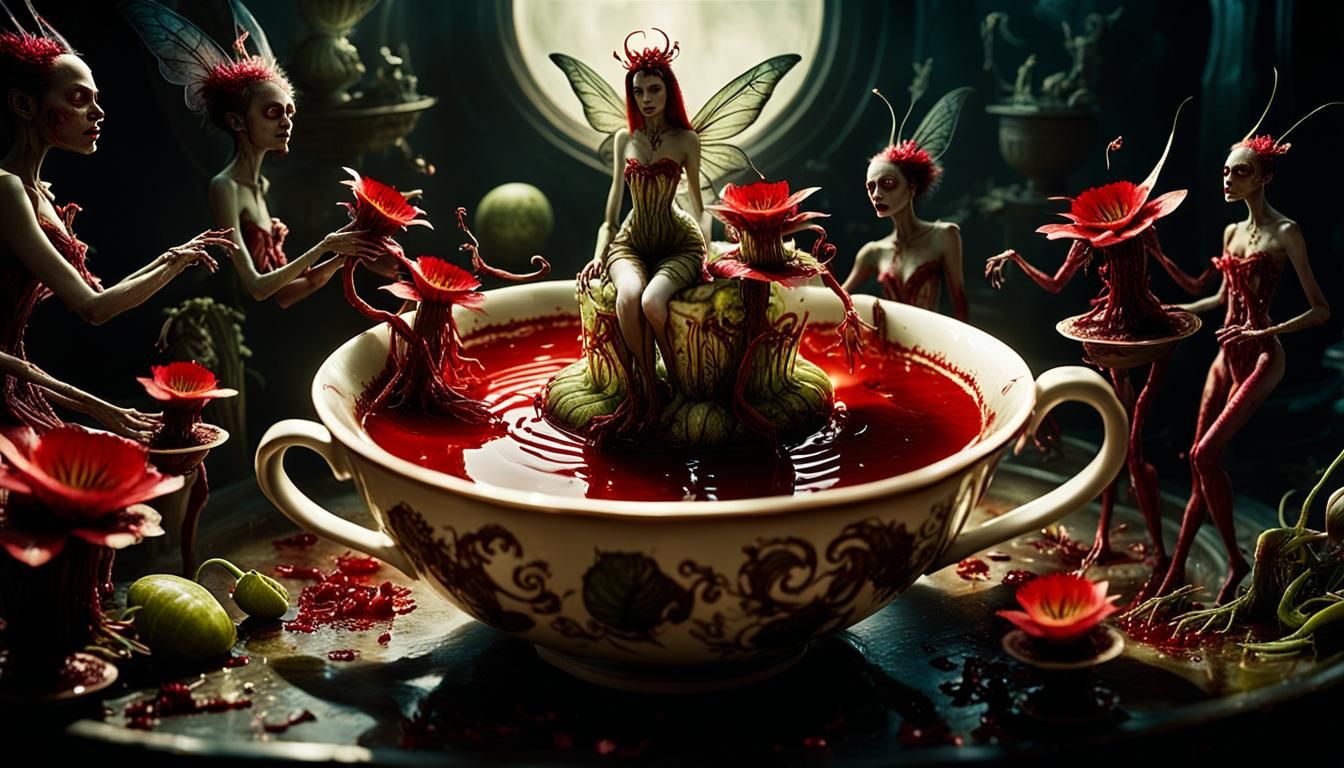 Unseelie Fairies Bathe in Blood: Cinematic Still