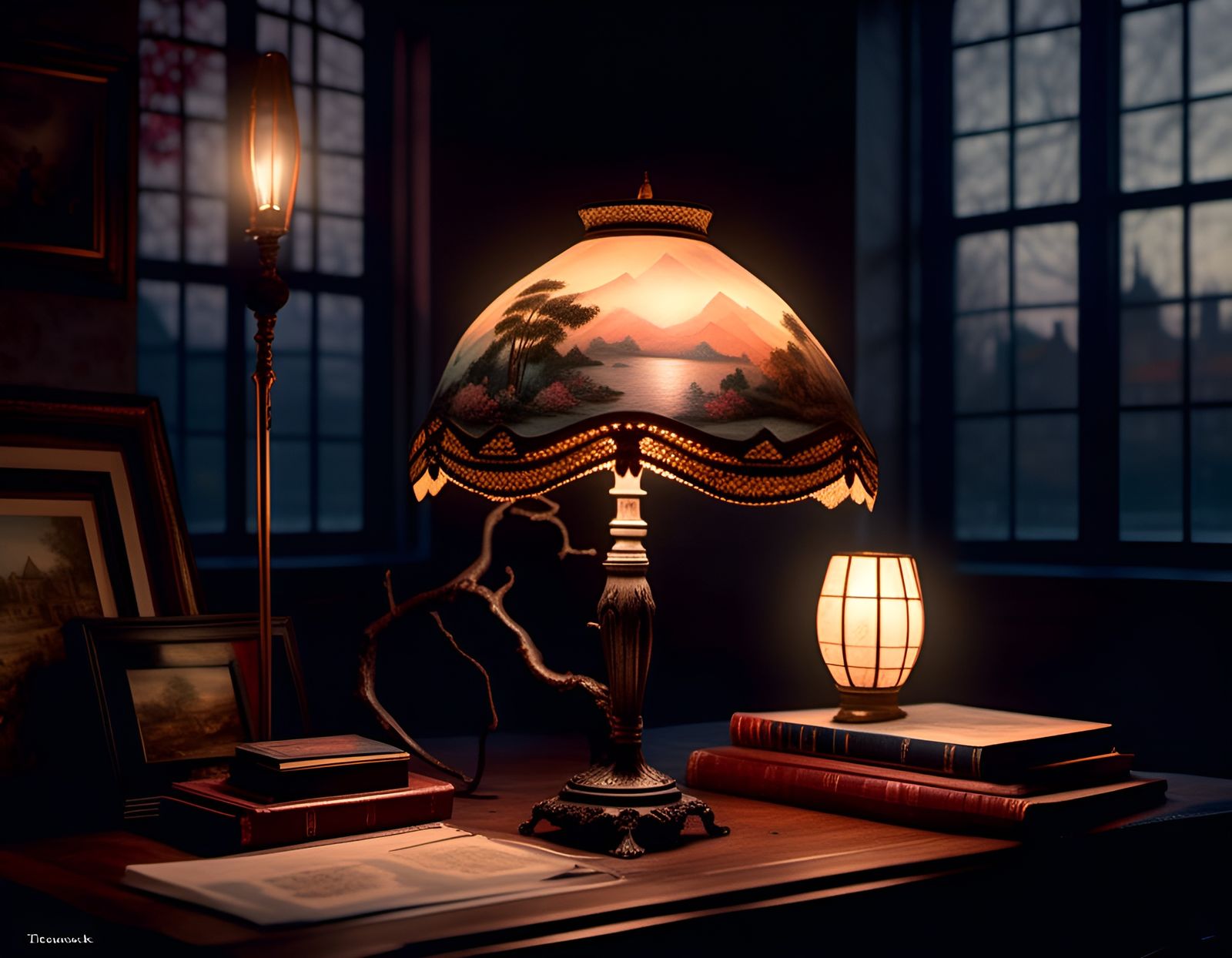 Lamp Light in Surreal Film Noir Style