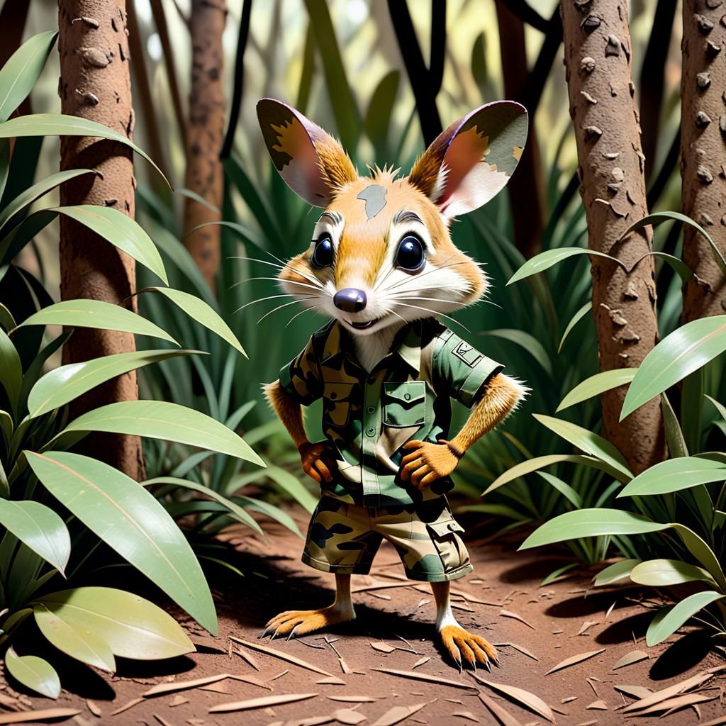 Camouflaged Anthropomorphic Bandicoot Generated by AI