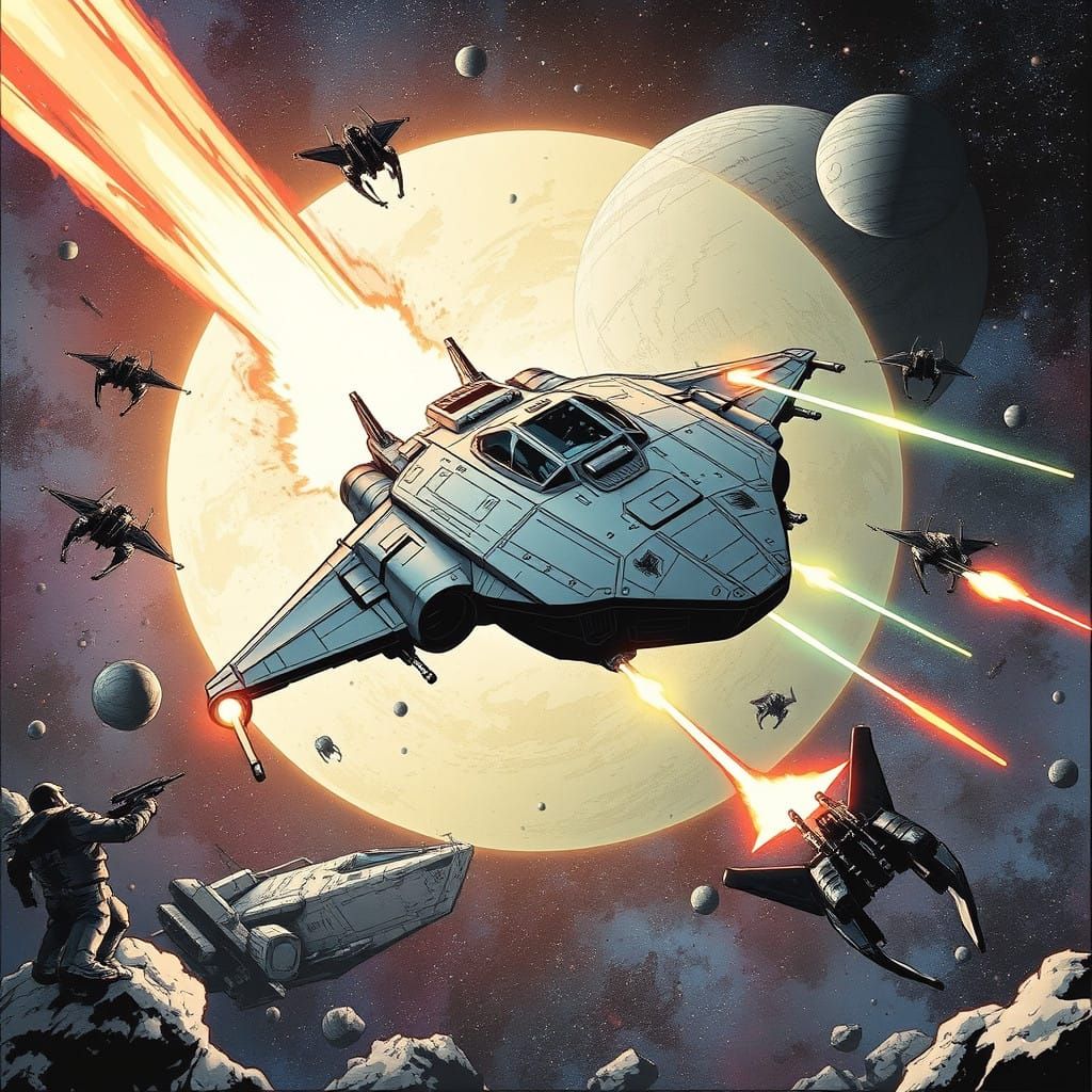 Cosmic Vessel Under Siege in Space