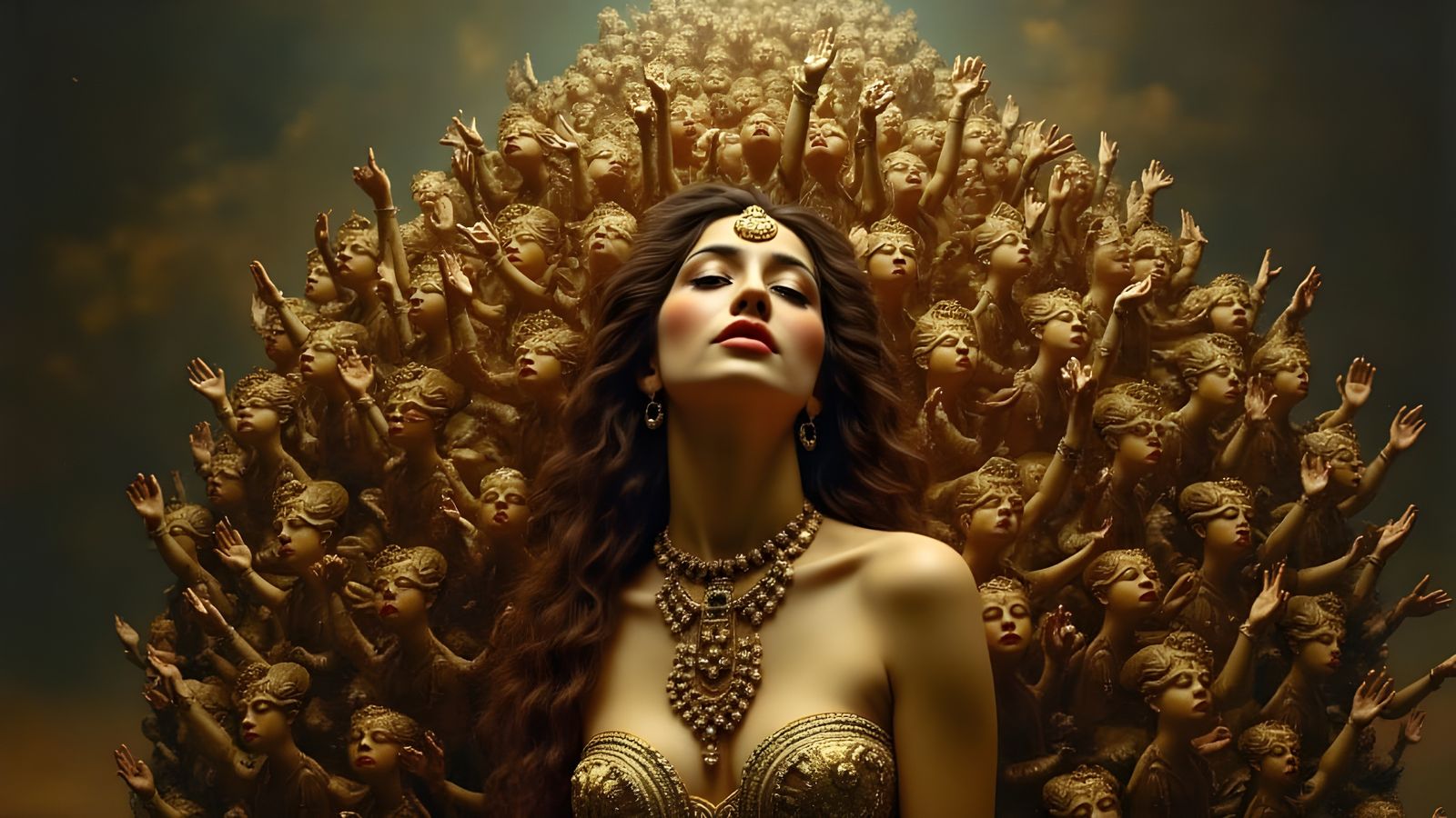 Ethereal Goddess Amidst Celestial Beings