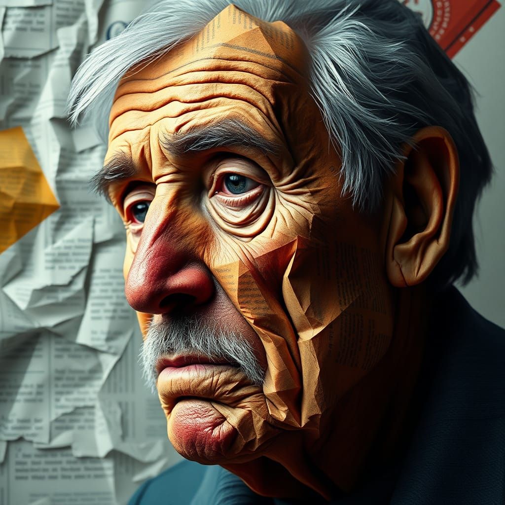 Geometric Cubist Portrait of an Old Man
