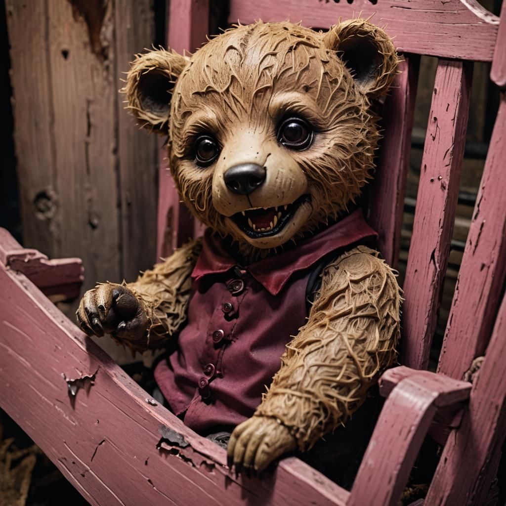 Teddy Bear Vampire Gopher in Rocking Cradle