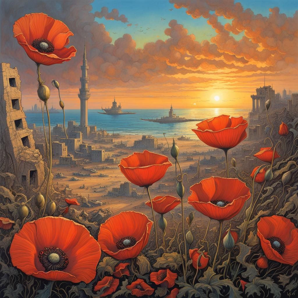 Poppies Bloom in Gaza: Surreal Post-Apocalyptic Hope