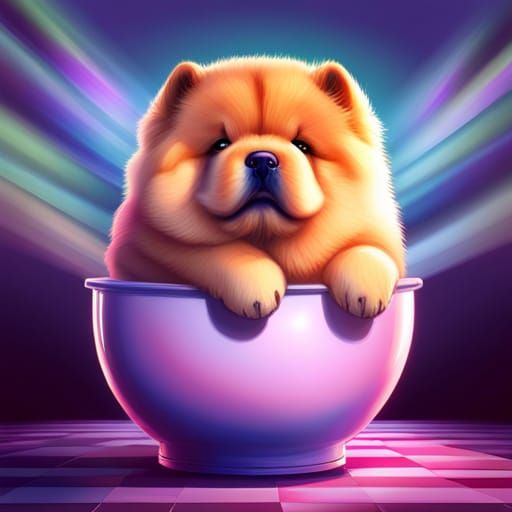 Playful Chow Chow Puppy in Candy Art Style
