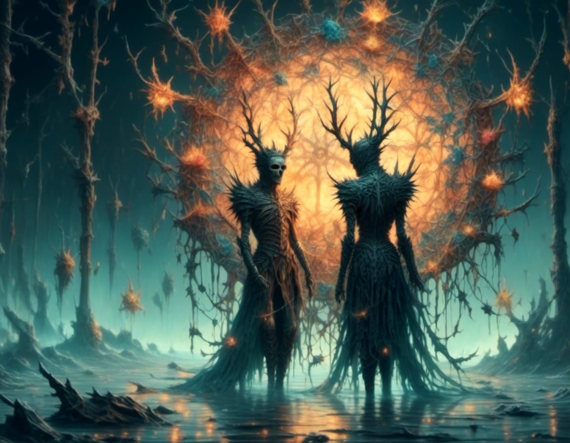 Fiery Ice Battle: Upcycled Couture Sci-Fi Art