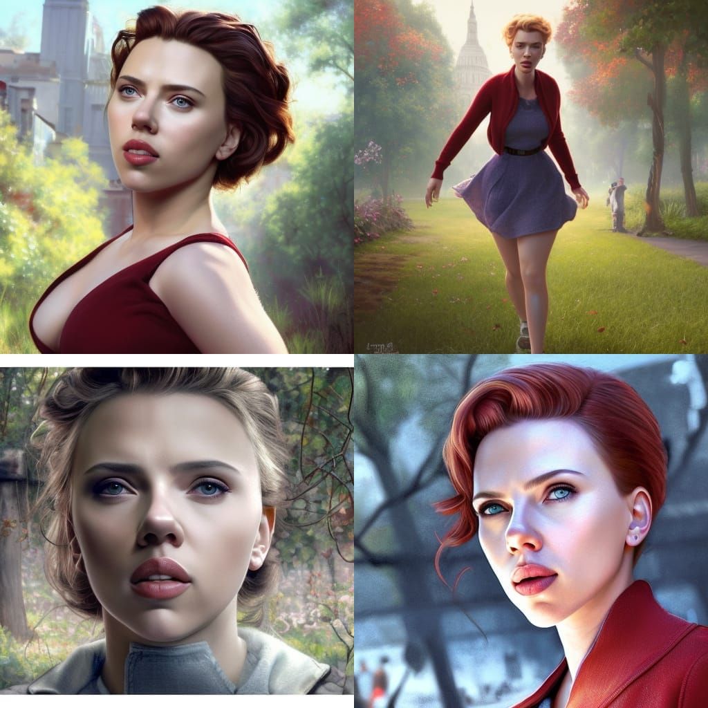 Scarlett Johansson in Park Gangway: 3D Digital Art