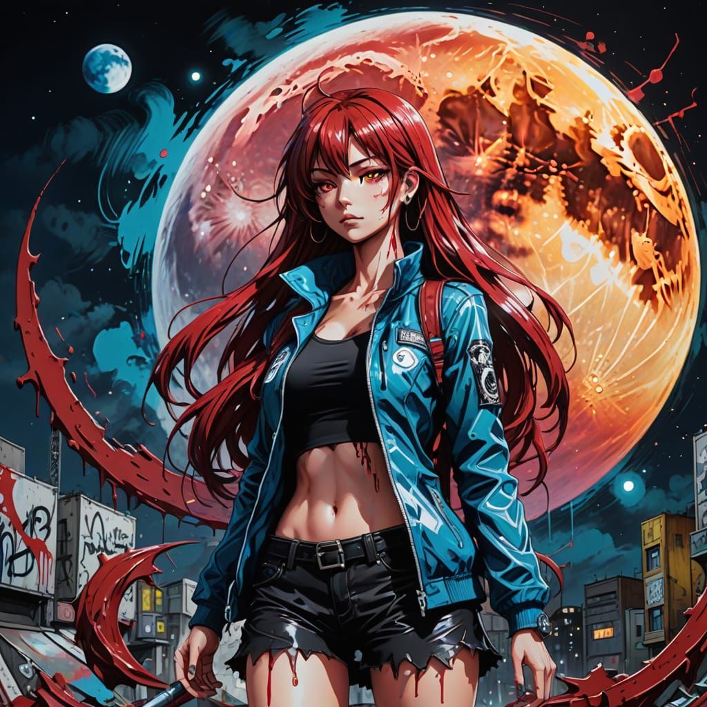 Sultry Demoness Basks in Lunar Glow