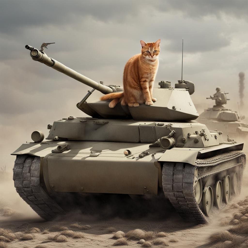 Cat on a Tank in Wartime