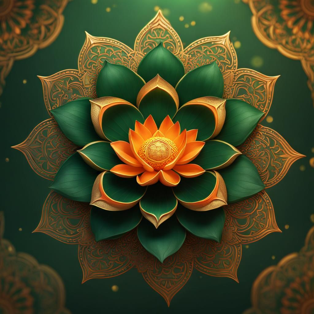 Ornate Lotus Flower with Mandala Background
