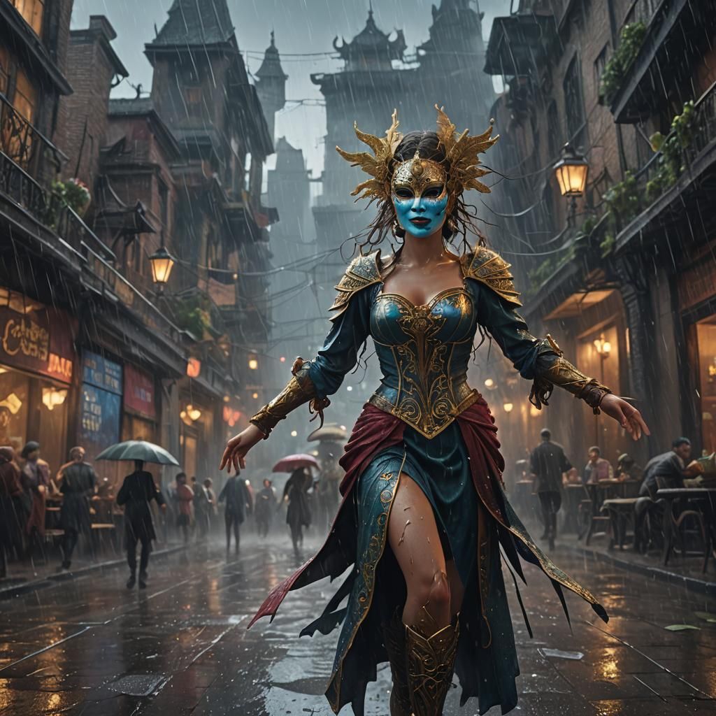 Masked Woman's Last Dance in the Rain