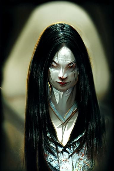 Sinister Woman Portrait Inspired by Japanese Horror