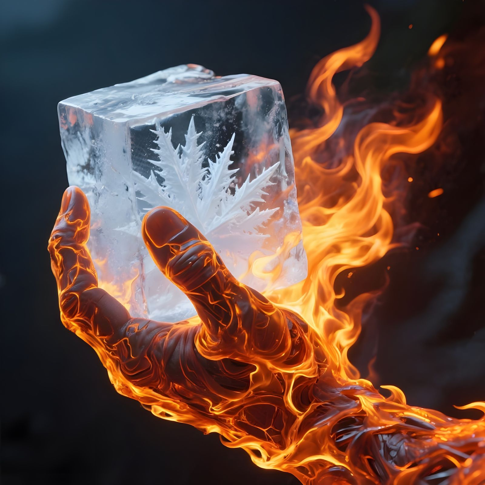 Fire Elemental Hand Grips Frost Block of Ice