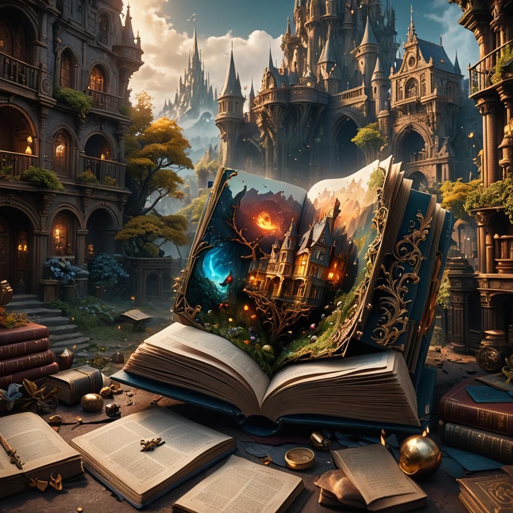 Story Emerging from Book, Fantasy Concept Art