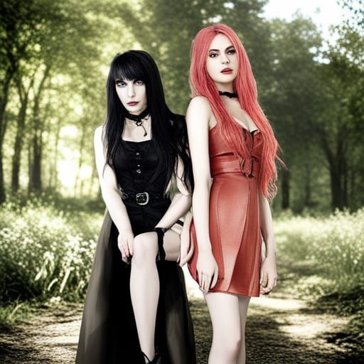 Goth Girls Grace and Lizzy: Detailed Matte Painting