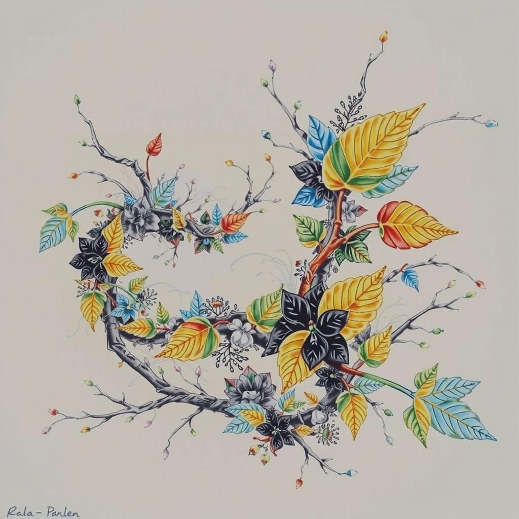 Botanical Tapestry: Hyperrealistic Fractured Flora in Vibran...