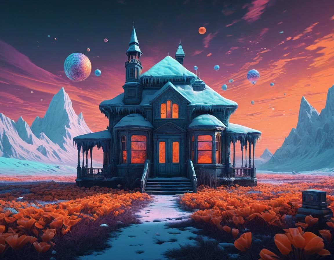 Ethereal Floral Art in Retrofuturistic Dystopian Style