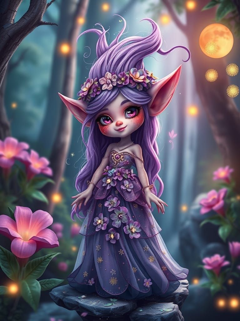 Magical Female Troll in Enchanted Forest Dreamscape