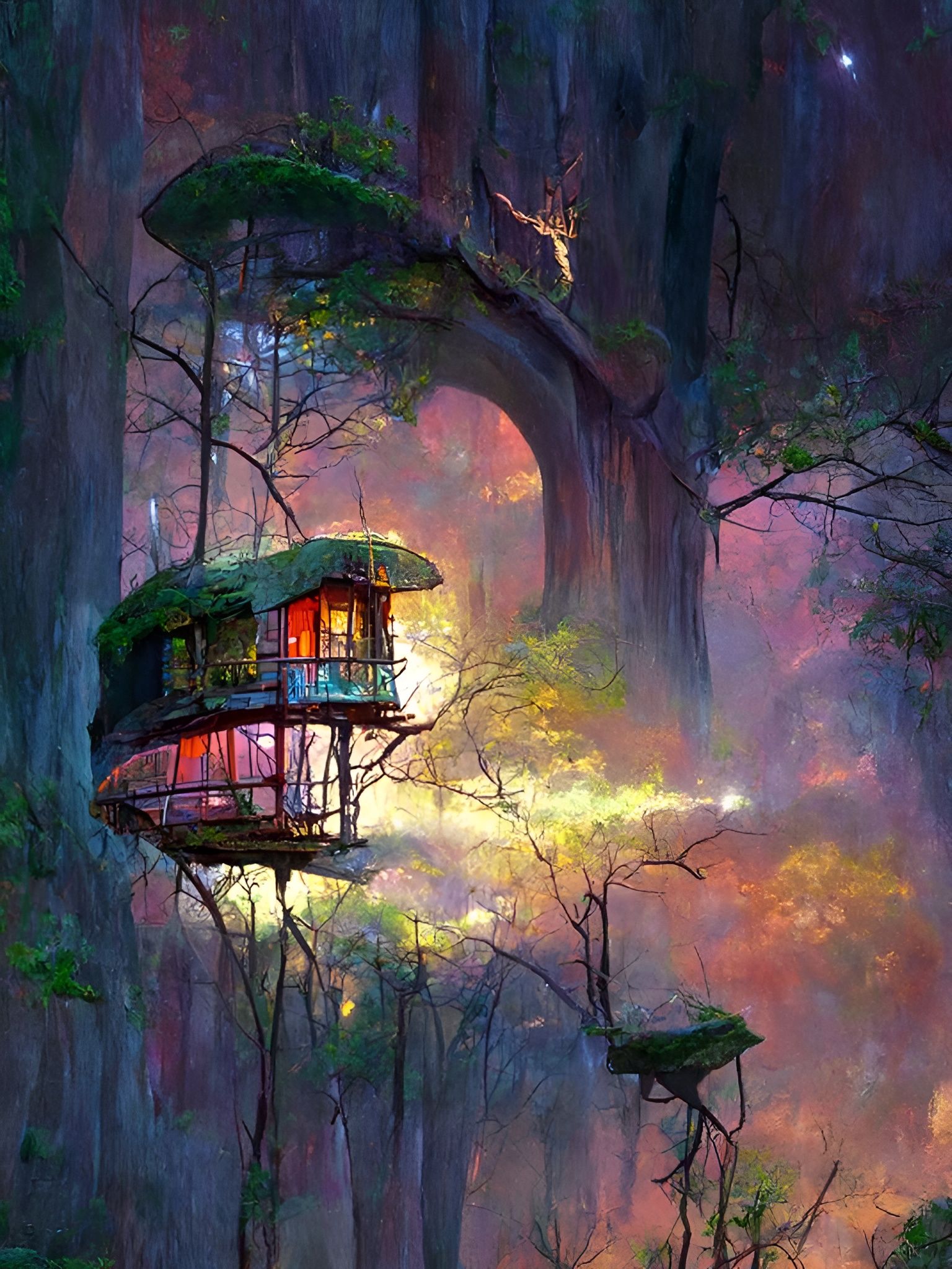 Enchanted Treehouse in Forest: Concept Art